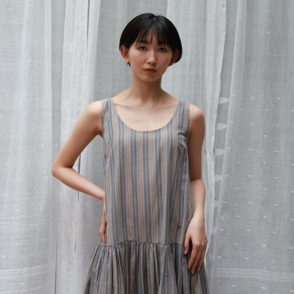 【Maku Textile】YUTSO_516 手織,手紡紗,洋裝,棉,植物染,草木染
