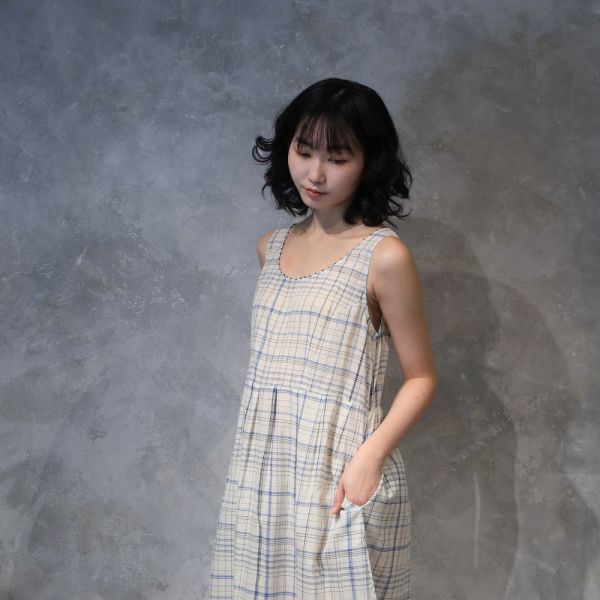 【Maku Textile】ANAIS_653 手織,手紡紗,洋裝,蠶絲,植物染,草木染