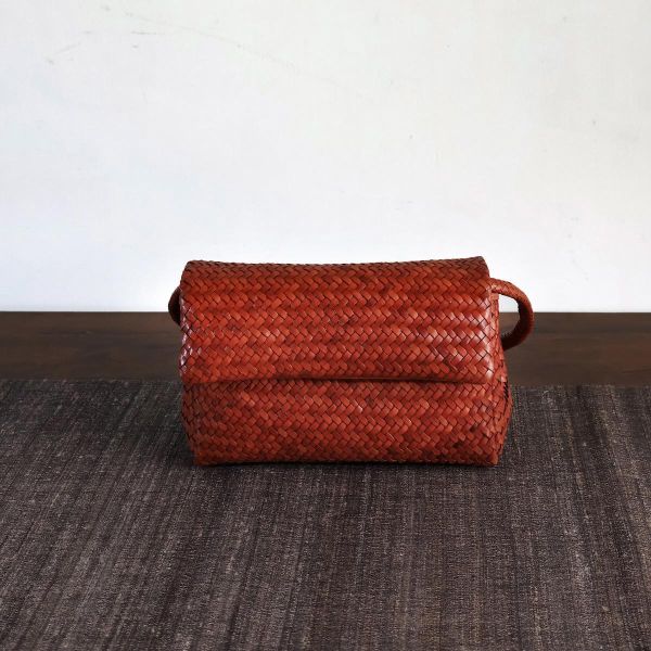 【Allan K】Caroline DJ 皮革編織包（焦糖棕） 皮包,皮革,皮革編織,牛皮,肩背包,手工皮革編織,手工,包包