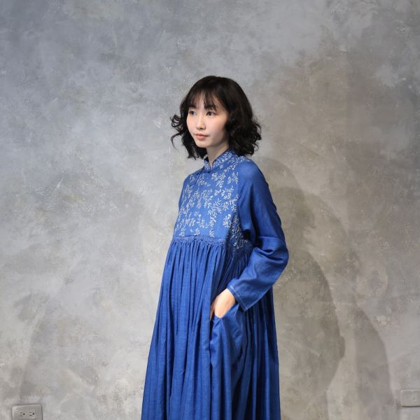 【Maku Textile】BAIJI_644 手織,手紡紗,洋裝,棉,植物染,草木染