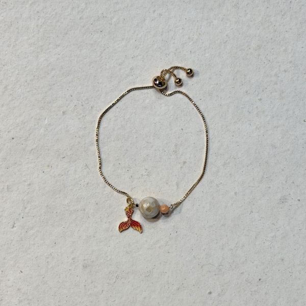 【藍珊瑚】魚尾珐瑯手鍊 珐瑯,耳環,海洋廢物,魚骨,骨頭,藍珊瑚,珊瑚,銅鍍金,魚尾