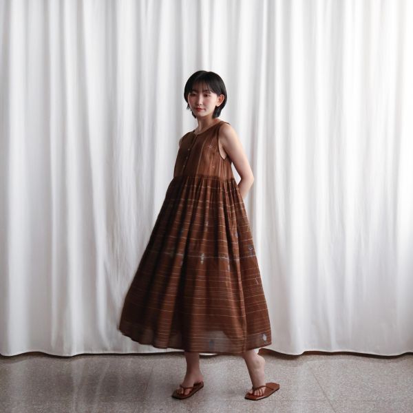 【Maku Textile】DORY洋裝 手織,手紡紗,洋裝,植物染,卡蒂棉