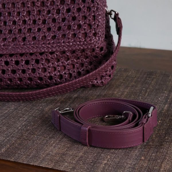 【Allan K】Caroline Large 皮革編織包（葡萄酒紫） 皮包,皮革,皮革編織,羊皮,肩背包,手工皮革編織,手工,包包