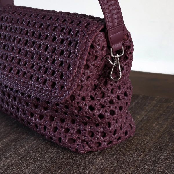 【Allan K】Caroline Large 皮革編織包（葡萄酒紫） 皮包,皮革,皮革編織,羊皮,肩背包,手工皮革編織,手工,包包