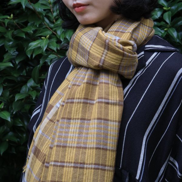 【Maku Textile】URI圍巾 手織,手紡紗,圍巾,Cashmere,植物染,草木染