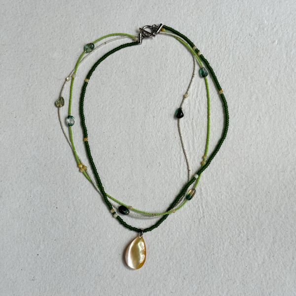 【藍珊瑚】 珍珠貝項鍊 貝殼,項鍊,海洋廢物,魚骨,骨頭,魚鱗,藍珊瑚,珊瑚,黃銅,椰殼