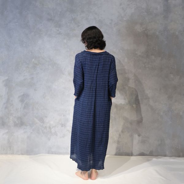 【Maku Textile】NOOR_656 手織,手紡紗,洋裝,蠶絲,植物染,草木染