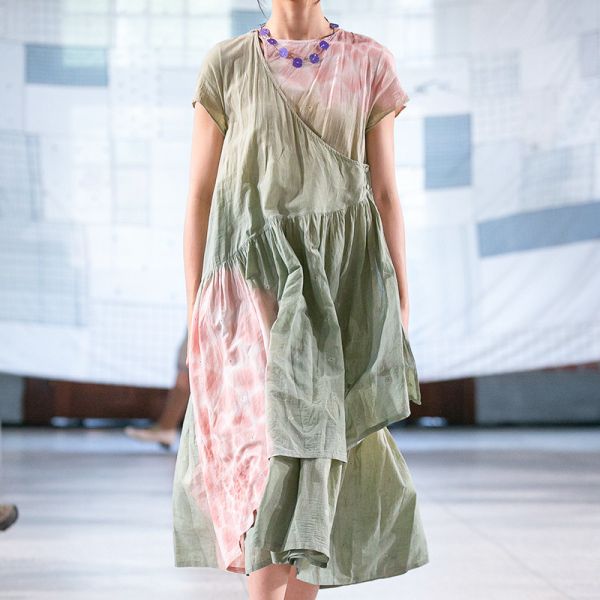 【Maku Textile】Indu月桃睡蓮洋裝_小渕裕染製 手織,手紡紗,洋裝,泥染,弁柄染,礦物染,卡蒂棉