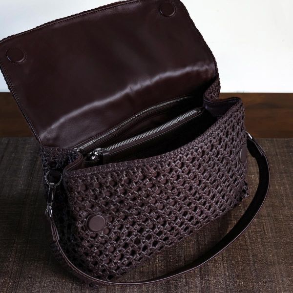 【Allan K】Caroline Large 皮革編織包（灰棕色） 皮包,皮革,皮革編織,羊皮,肩背包,手工皮革編織,手工,包包