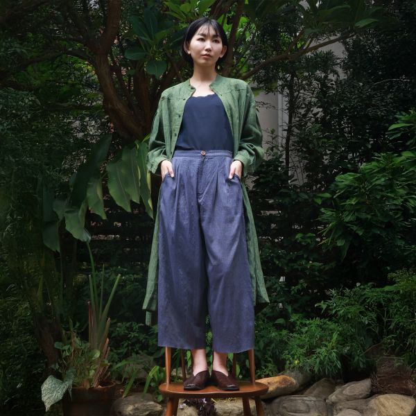 【Maku Textile】GINGKO棉毛長褲 手織,手紡紗,長褲,羊毛,植物染,草木染