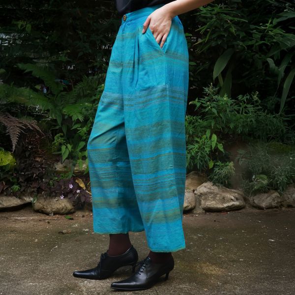 【Maku Textile】GINGKO棉毛長褲 手織,手紡紗,長褲,羊毛,植物染,草木染