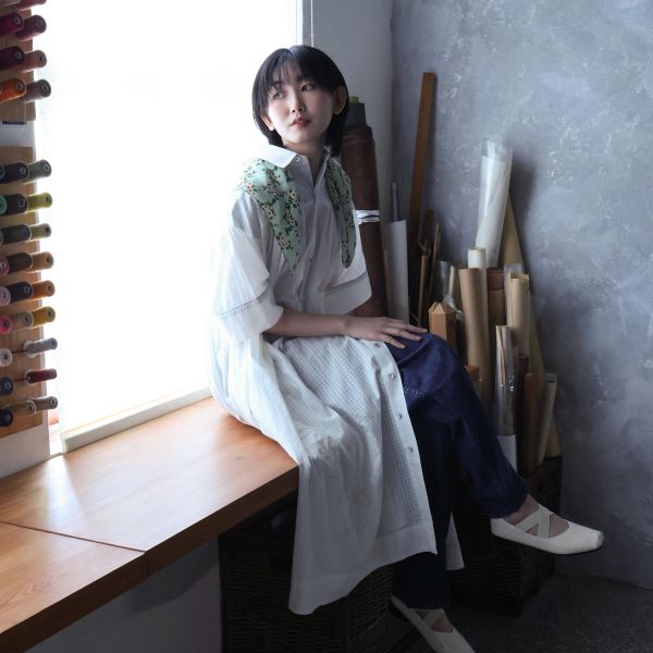 【Maku Textile】JENIFFER白格洋裝 手織,手紡紗,洋裝,植物染,卡蒂棉
