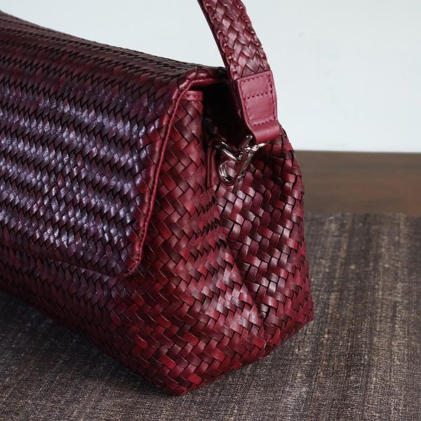 【Allan K】Caroline Large 皮革編織包（酒紅色） 皮包,皮革,皮革編織,牛皮,肩背包,手工皮革編織,手工,包包