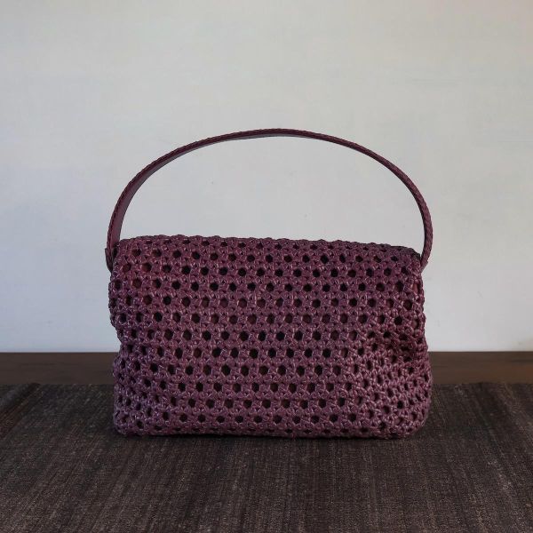 【Allan K】Caroline Large 皮革編織包（葡萄酒紫） 皮包,皮革,皮革編織,羊皮,肩背包,手工皮革編織,手工,包包