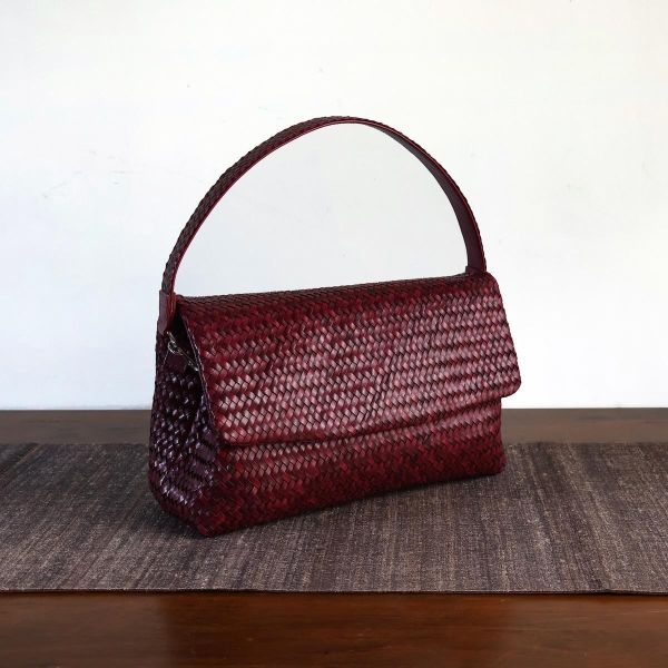 【Allan K】Caroline Large 皮革編織包（酒紅色） 皮包,皮革,皮革編織,牛皮,肩背包,手工皮革編織,手工,包包
