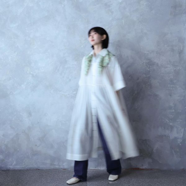 【Maku Textile】JENIFFER白格洋裝 手織,手紡紗,洋裝,植物染,卡蒂棉