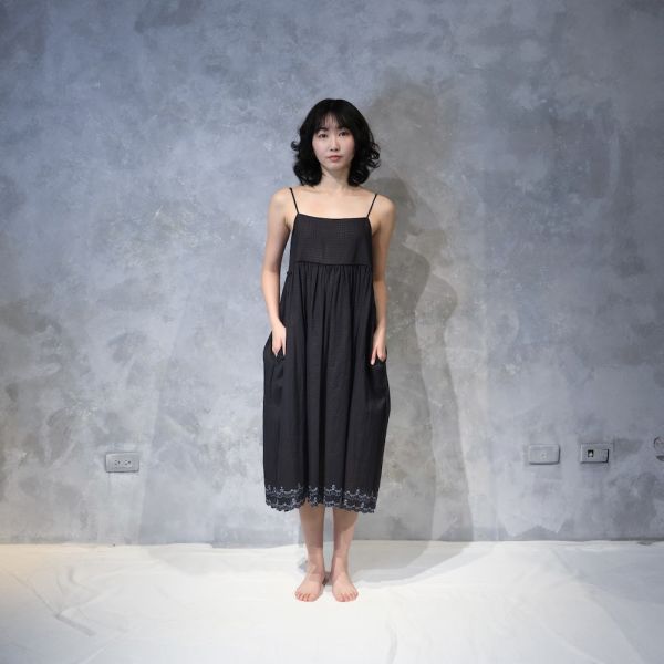 【Maku Textile】GATHERED SLIP_673/SC 手織,手紡紗,洋裝,蠶絲,植物染,草木染