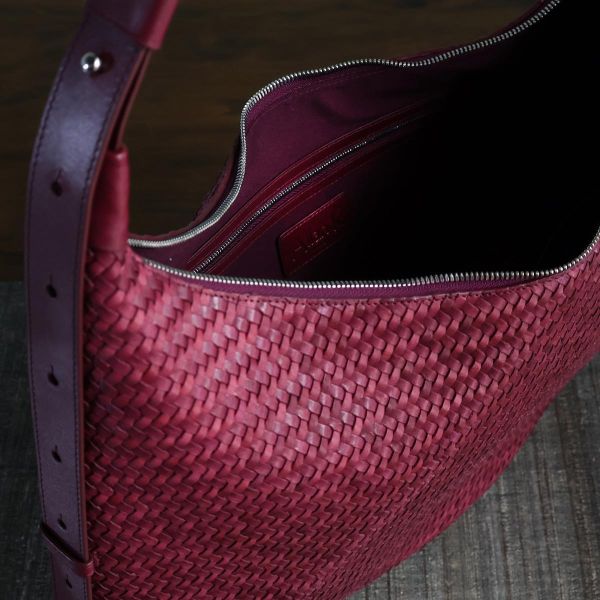 【Allan K】Wesley 皮革編織包（酒紅色） 皮包,皮革,皮革編織,牛皮,肩背包,手工皮革編織,手工,包包