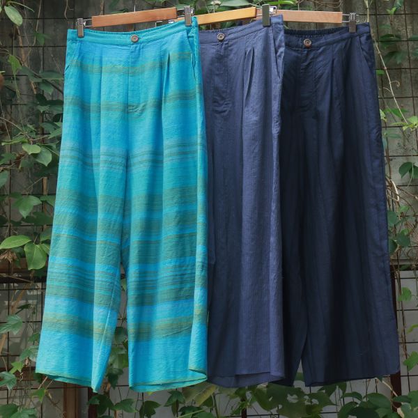 【Maku Textile】GINGKO棉毛長褲 手織,手紡紗,長褲,羊毛,植物染,草木染