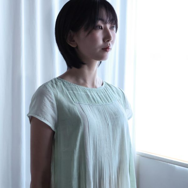【Maku Textile】Mogra薄荷綠洋裝 手織,手紡紗,洋裝,植物染,卡蒂棉,蠶絲