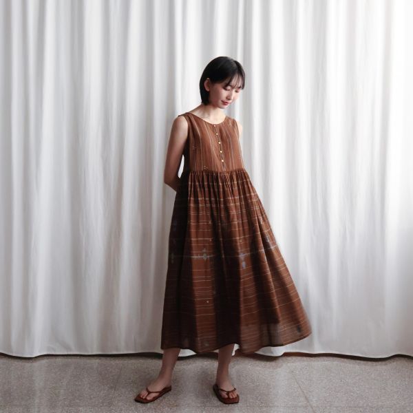 【Maku Textile】DORY洋裝 手織,手紡紗,洋裝,植物染,卡蒂棉