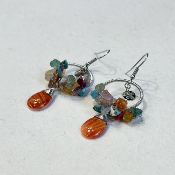 【藍珊瑚】扇貝耳環 扇貝,耳環,海洋廢物,魚骨,骨頭,藍珊瑚,珊瑚,不鏽鋼