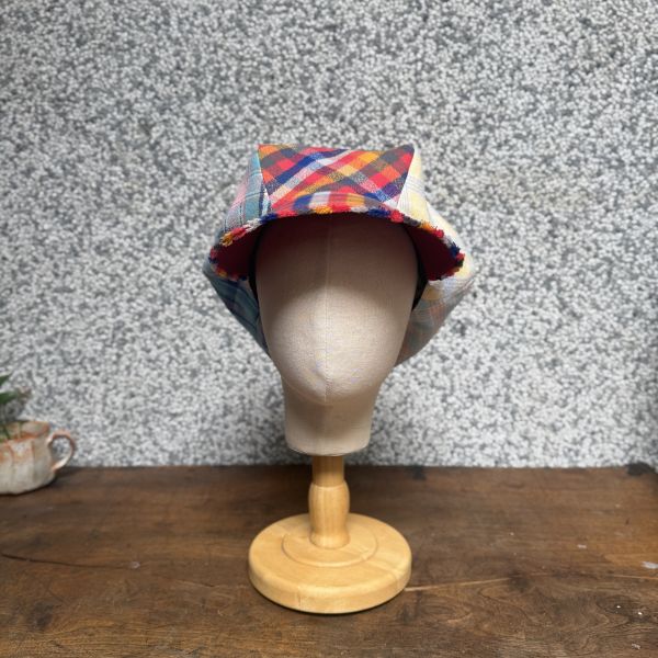 【Studio Phronesis】報童帽＿紅格紋拼接流蘇 