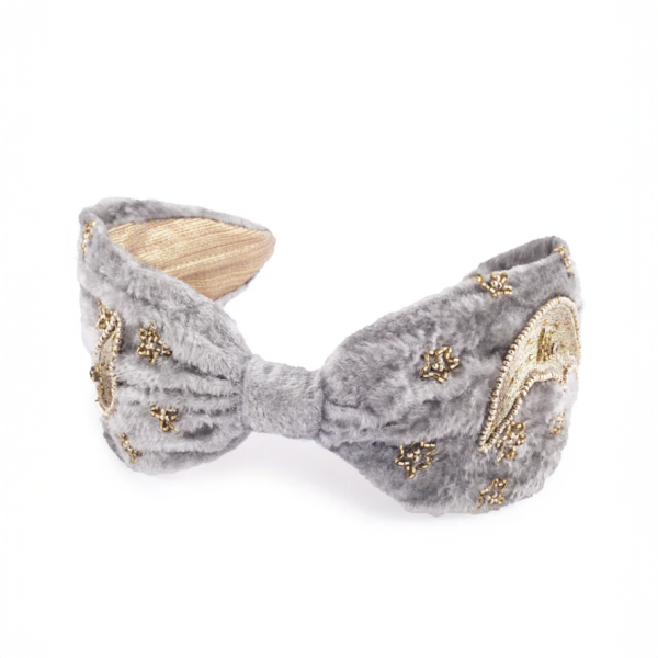 【Namjosh】手工珠繡髮箍＿銀色絨布月亮 髮夾、髮飾、手工刺繡