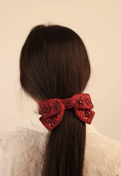 【Namjosh】蝴蝶結髮夾 髮夾、髮飾、手工刺繡