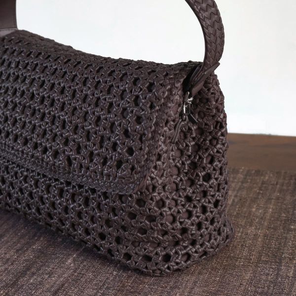 【Allan K】Caroline Large 皮革編織包（灰棕色） 皮包,皮革,皮革編織,羊皮,肩背包,手工皮革編織,手工,包包