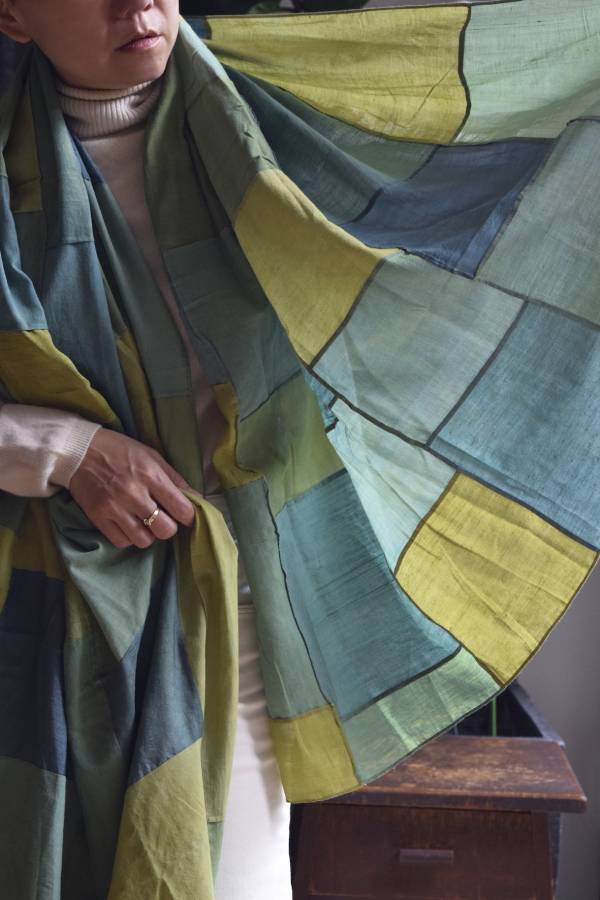 【Maku Textile】HELENA 圍巾 手織,手紡紗,圍巾,蠶絲,植物染,草木染