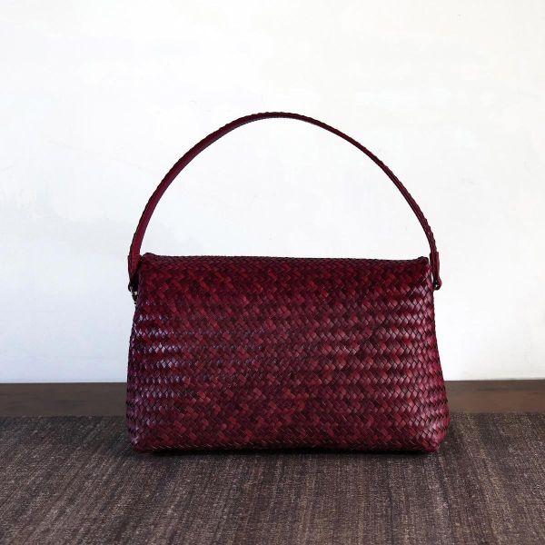 【Allan K】Caroline Large 皮革編織包（酒紅色） 皮包,皮革,皮革編織,牛皮,肩背包,手工皮革編織,手工,包包
