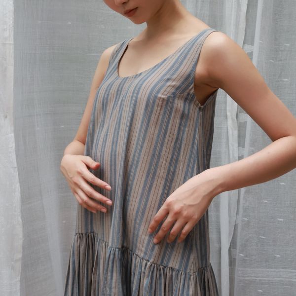 【Maku Textile】YUTSO_516 手織,手紡紗,洋裝,棉,植物染,草木染