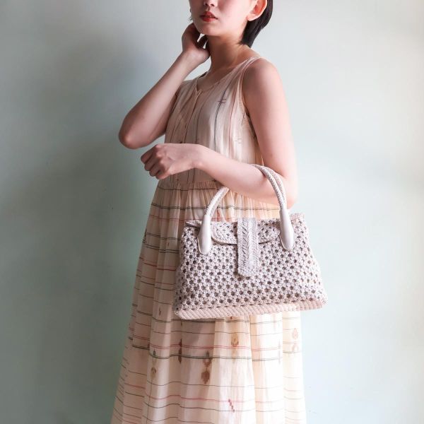 【Allan K】Kirsten Small Hexa 皮革編織包（白色） 皮包,皮革,皮革編織,牛皮,肩背包,手工皮革編織,手工,包包