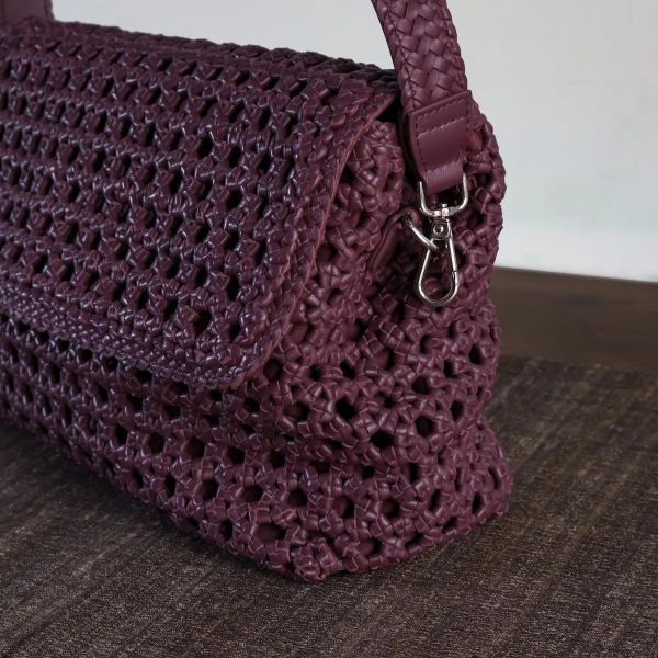 【Allan K】Caroline Large 皮革編織包（葡萄酒紫） 皮包,皮革,皮革編織,羊皮,肩背包,手工皮革編織,手工,包包