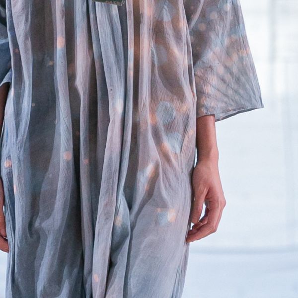 【Maku Textile】Oshun自由創作洋裝_小渕裕染製 手織,手紡紗,洋裝,泥染,弁柄染,礦物染,卡蒂棉,蠶絲
