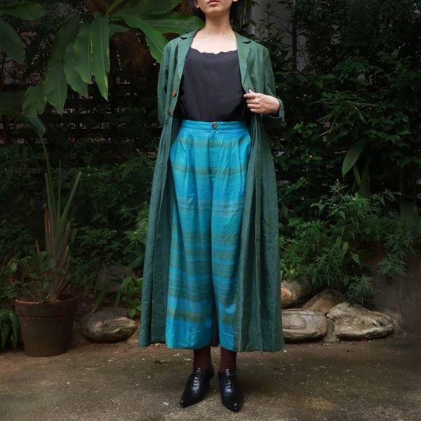 【Maku Textile】GINGKO棉毛長褲 手織,手紡紗,長褲,羊毛,植物染,草木染