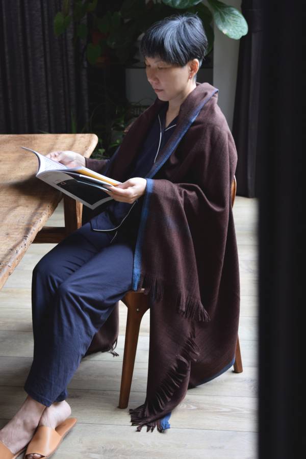 【Maku Textile】DUTA  蓋毯 手織,手紡紗,圍巾,蠶絲,植物染,草木染