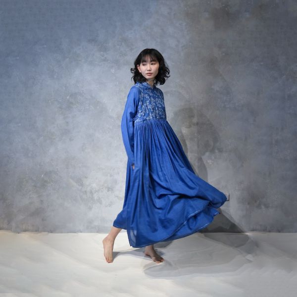 【Maku Textile】BAIJI_644 手織,手紡紗,洋裝,棉,植物染,草木染