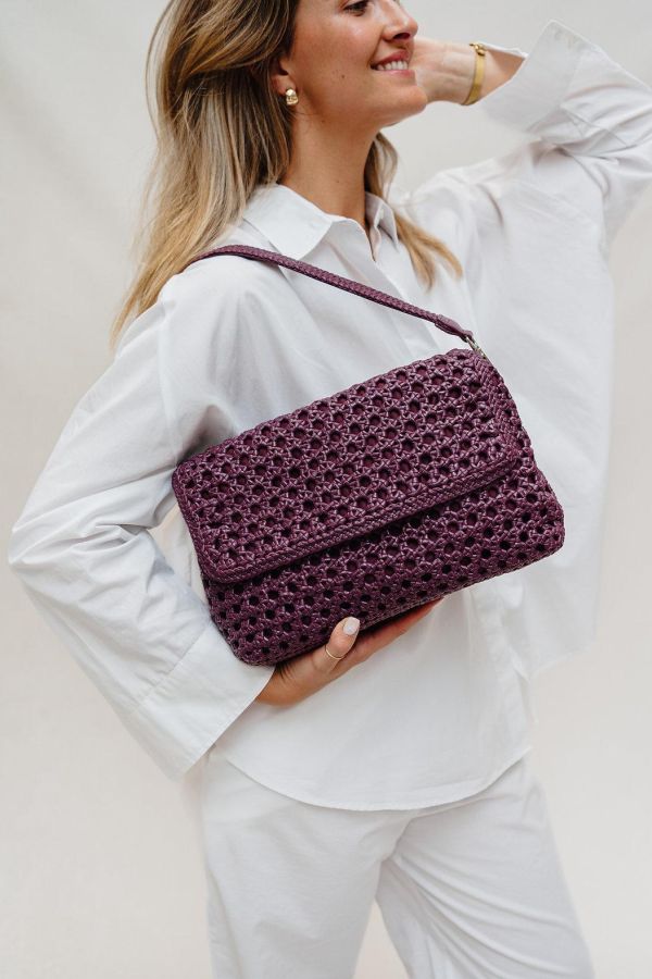 【Allan K】Caroline Large 皮革編織包（葡萄酒紫） 皮包,皮革,皮革編織,羊皮,肩背包,手工皮革編織,手工,包包