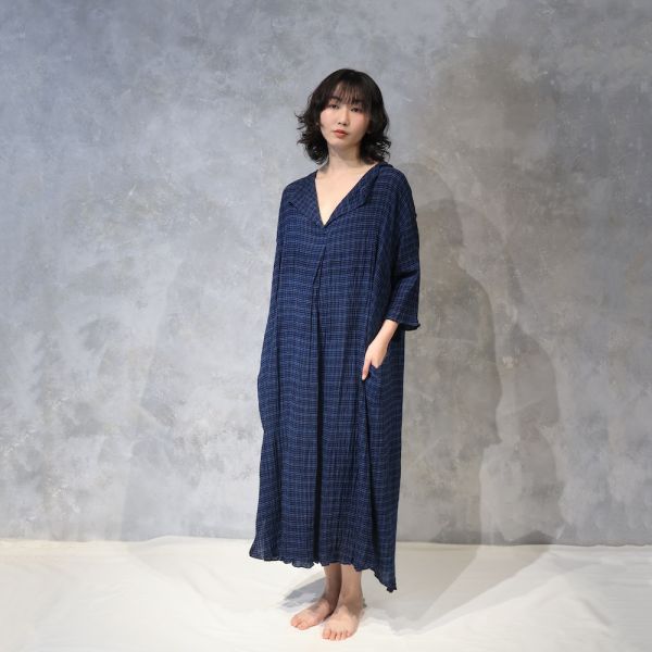 【Maku Textile】NOOR_656 手織,手紡紗,洋裝,蠶絲,植物染,草木染
