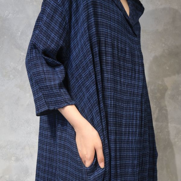 【Maku Textile】NOOR_656 手織,手紡紗,洋裝,蠶絲,植物染,草木染