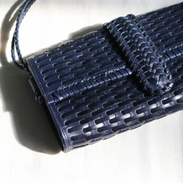 【Allan K】Valentina Strata皮革編織包(Navy) 皮包,皮革,皮革編織,羊皮,肩背包,手工皮革編織,手工,包包