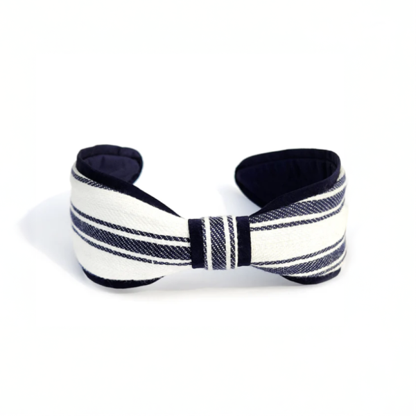 【Namjosh】純棉髮箍＿海軍藍白直紋 髮夾、髮飾、手工刺繡