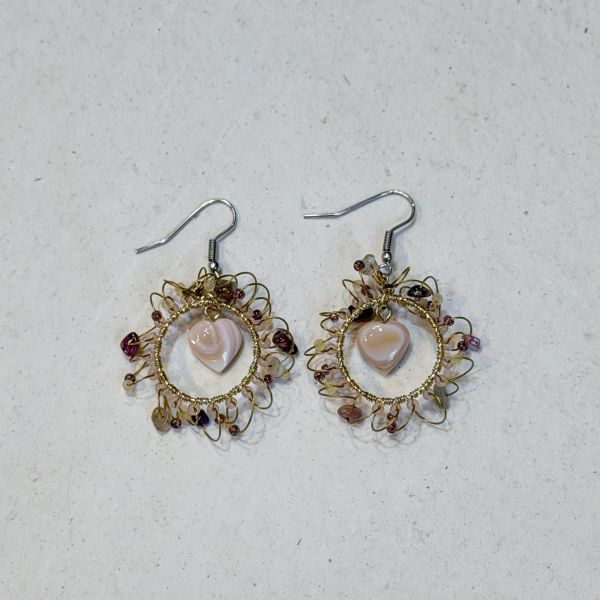 【藍珊瑚】愛心型美國文蛤耳環 文蛤,耳環,海洋廢物,魚骨,骨頭,藍珊瑚,珊瑚,不鏽鋼