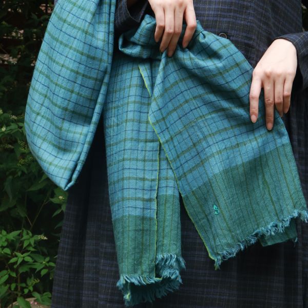 【Maku Textile】POND圍巾 手織,手紡紗,圍巾,棉,植物染,草木染