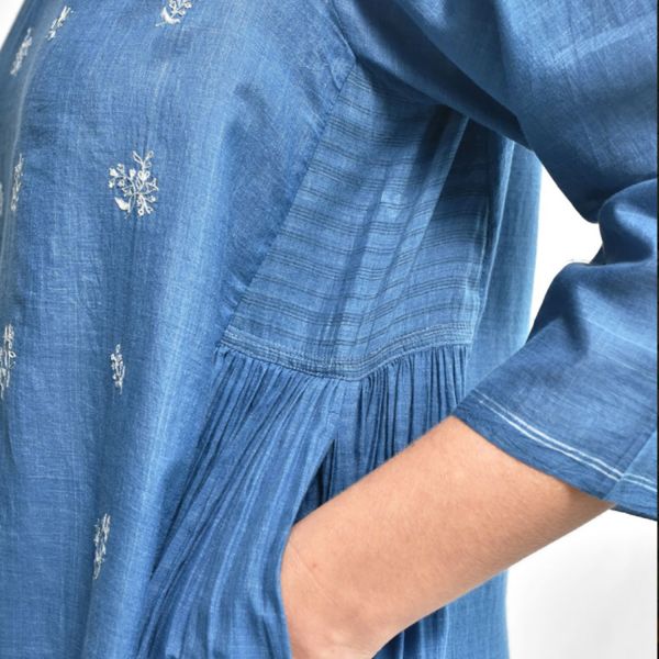 【Maku Textile】KAIPO絲棉七分袖洋裝 手織,手紡紗,洋裝,蠶絲,植物染,草木染