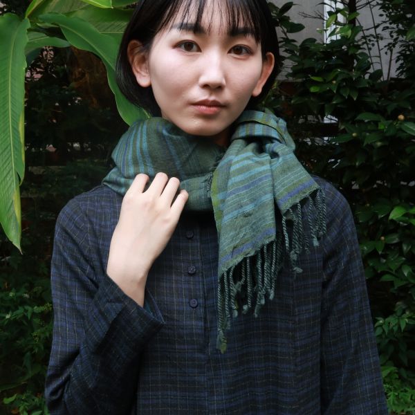 【Maku Textile】FERN圍巾 手織,手紡紗,圍巾,棉,植物染,草木染