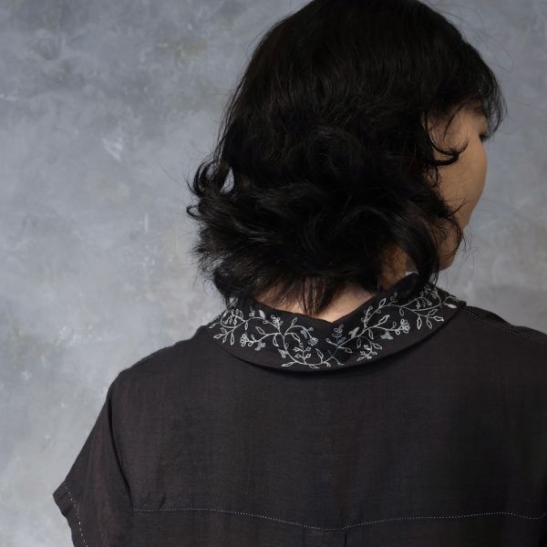 【Maku Textile】MARION_118/SC_A.EM/MING 手織,手紡紗,洋裝,蠶絲,植物染,草木染