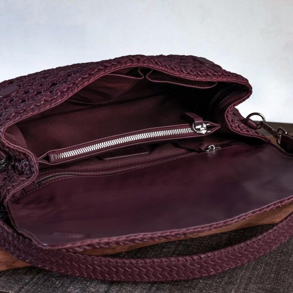 【Allan K】Caroline Large 皮革編織包（葡萄酒紫） 皮包,皮革,皮革編織,羊皮,肩背包,手工皮革編織,手工,包包